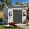 Resin Shed with Floor & Openable Windows Weatherproof Outdoor Storage Garden Tool Shed Lockable Door Backyard Patio, Customized