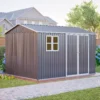 Steel Storage Shed Lockable Doors Sloped Roof Ventilated Outdoor Metal Garden Backyard 122×94×79 cm, Customized